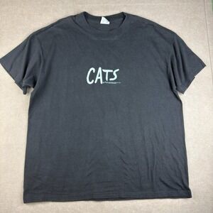 Vintage Cats‎ Musical T-Shirt XL Black 80s Single Stitch Broadway Logo USA Made